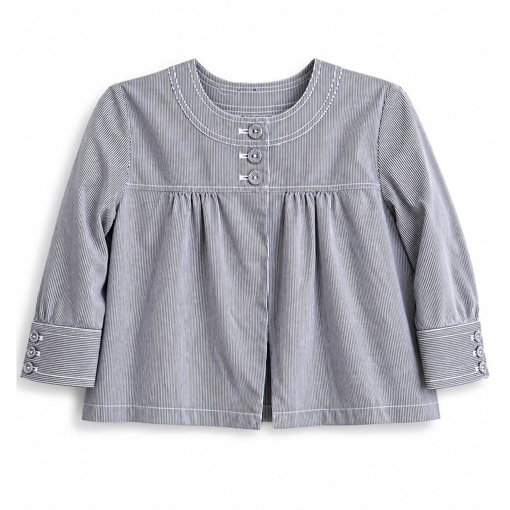 Madison Women’s Size 6 Pinstripe Cotton Jacket Top Coastal Chic Cottagecore